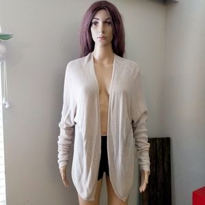 Italian Made Cream Long Sleeves Open Cardigan Loose Knit Cotton Sweater